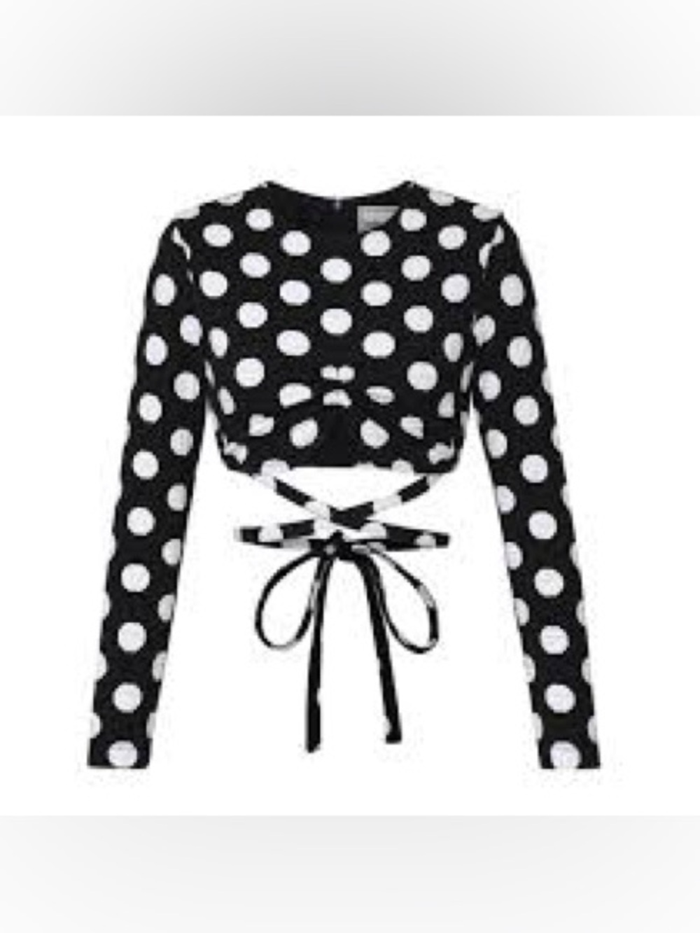 Autumn Adeigbo Polka Dot Tie-Front Cropped Top - Black/White